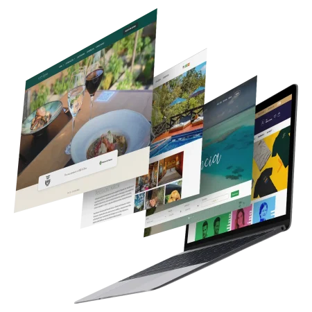 Mockup dos Sites Criados pela Kirzner com um notebook e 3 telas em paralelo